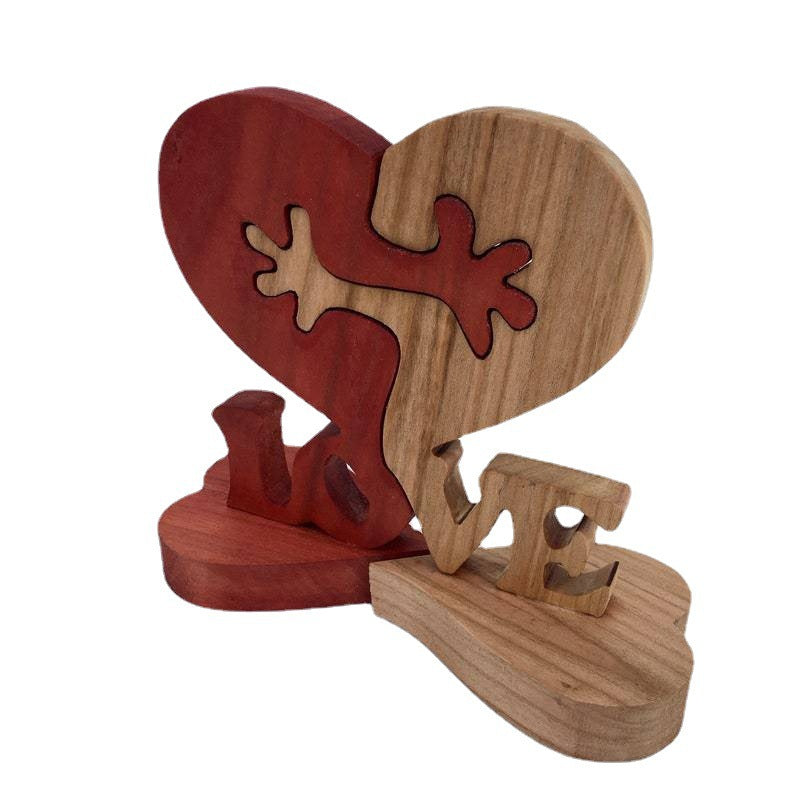 Gift Wooden Heart Love Desktop Ornament Wooden Decoration
