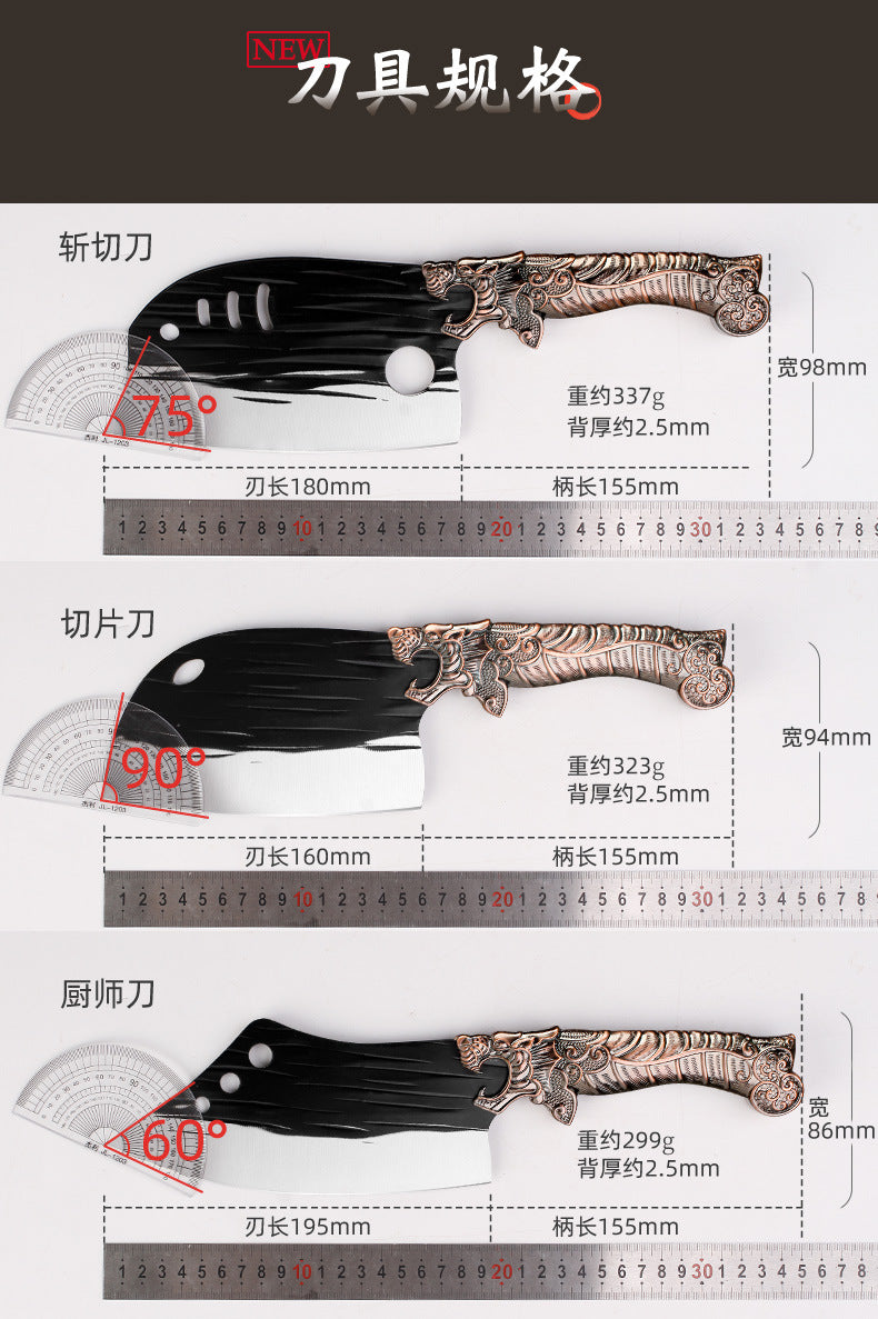 Kitchen Knife Household Stainless Steel Cutting Vegetables Slicing Meat Chopping Knife Super Sharp Forged Knives Wholesale Jianghu Stall Knives