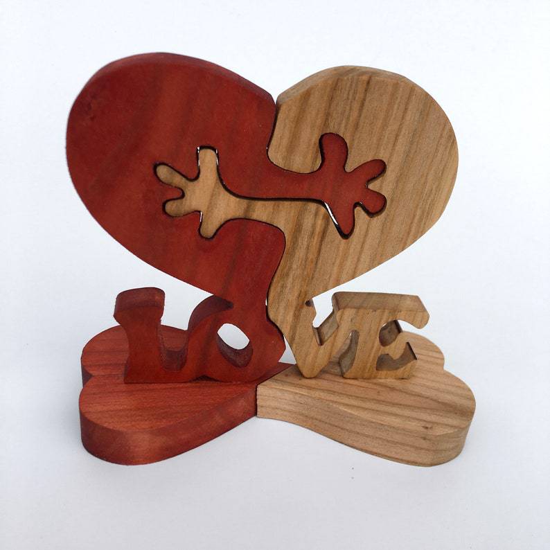 Gift Wooden Heart Love Desktop Ornament Wooden Decoration